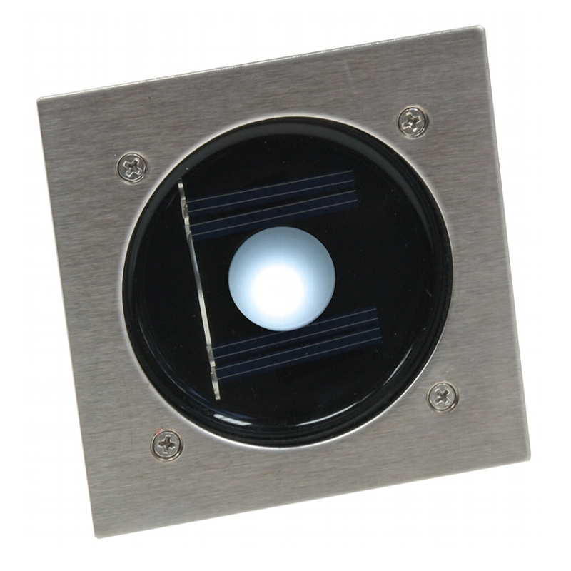 Solar LED Bodeneinbauleuchte CTB-E weiß Eckig 100x100mm Edelstahl Front