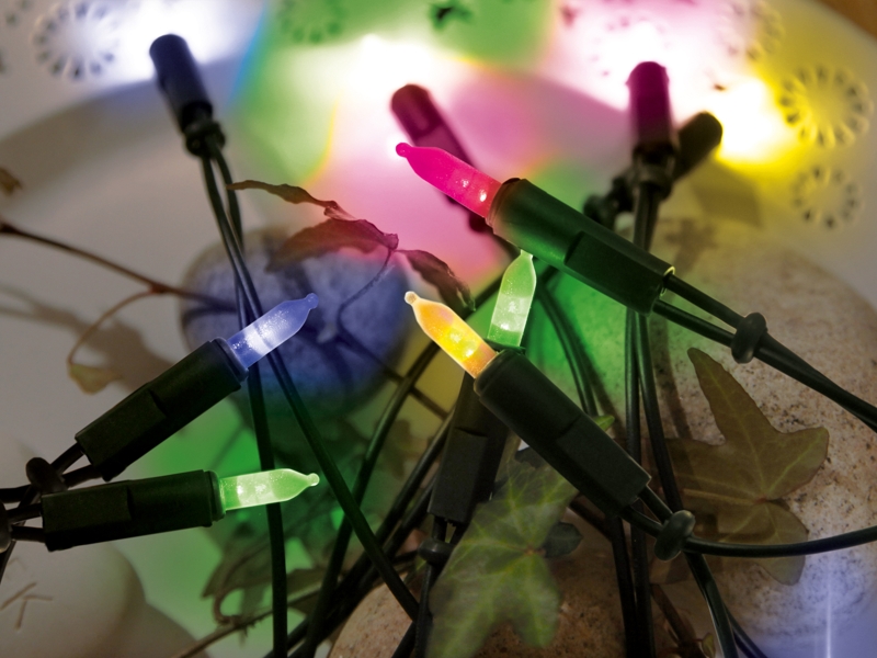 LED Lichterkette für Innen mit 20 bunten Leds grünes Kabel