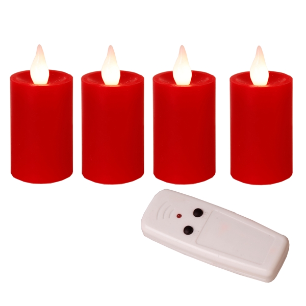 4er Set Led Kerzen mit Fernbedienung & Batterien / flackernde