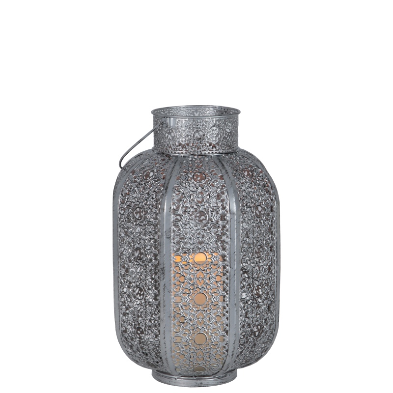 Metall Laterne 34x21cm orientalisches Design / Windlicht XL mit LED