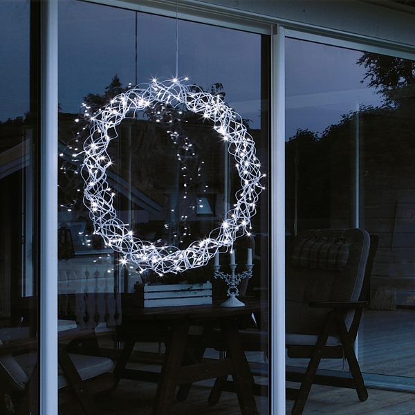 LED Licht Kranz Ø 35cm &quot;Curly White&quot; kaltweiß beleuchtet