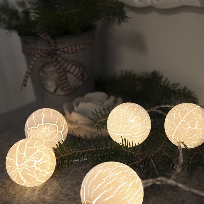 Led Lichterkette mit 6 Kugeln warmweiß ALBA BALL Timer batteriebetrieb